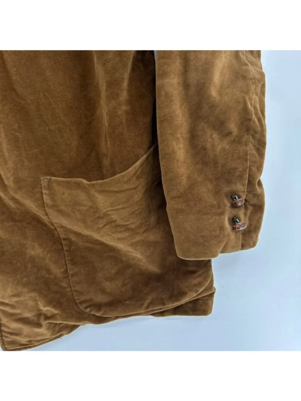 Vintage Dutch Suede Jacket Blazer Men's Size 46 Brown Velvet Button-Front